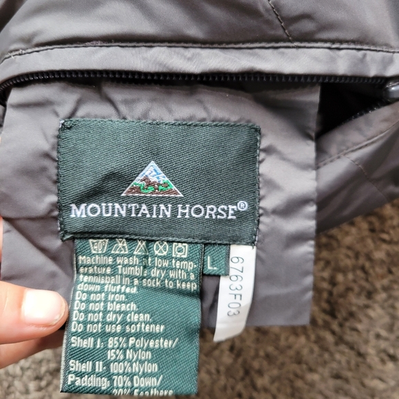 MOUNTAIN HORSE EQUESTRIAN Puffer Reversible Tan Gray Jacket Coat Woman's Large - Picture 4 of 13